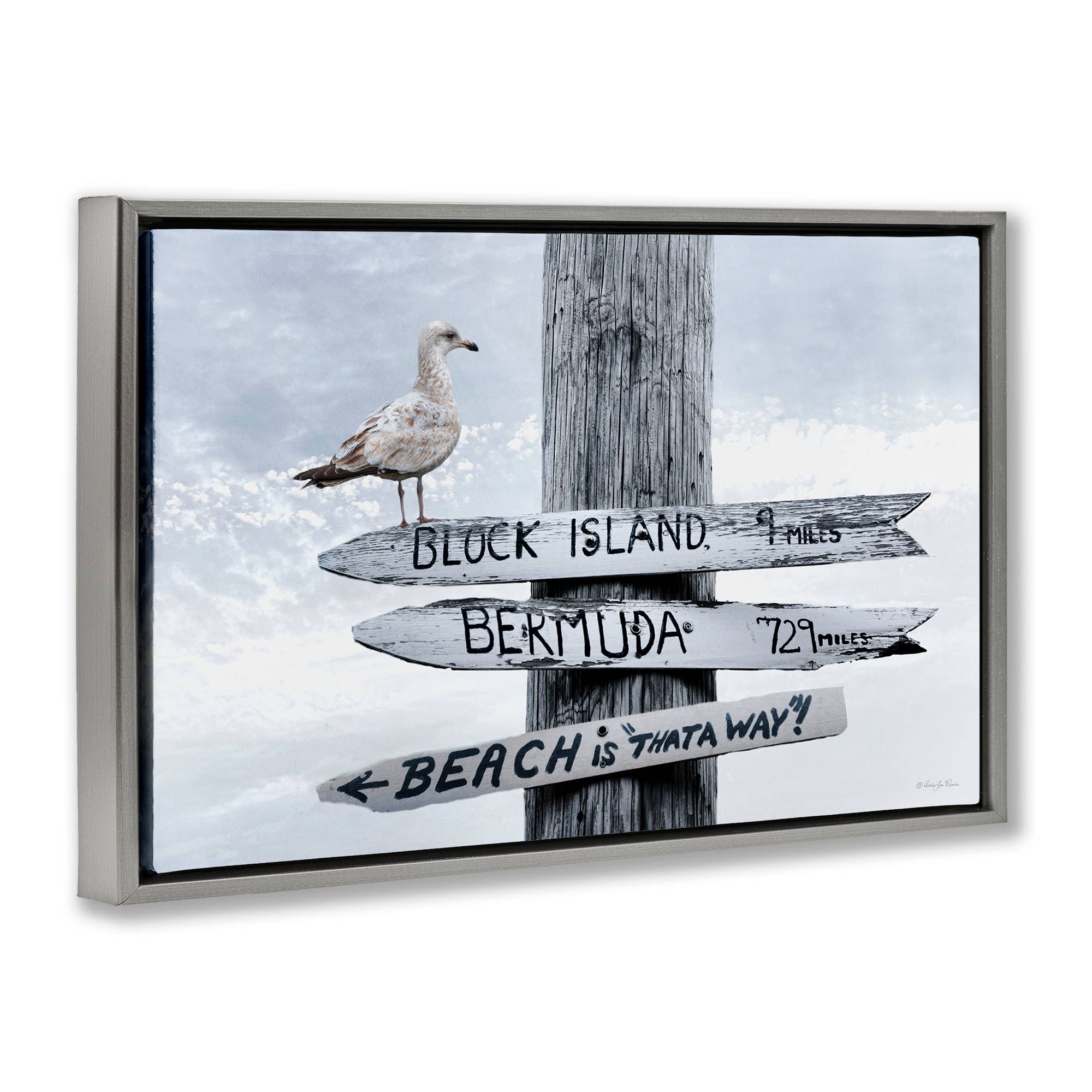 Stupell Industries – wholesale Väggskylt – Semesterstrandskyltar med mås - Inramad väggkonst16