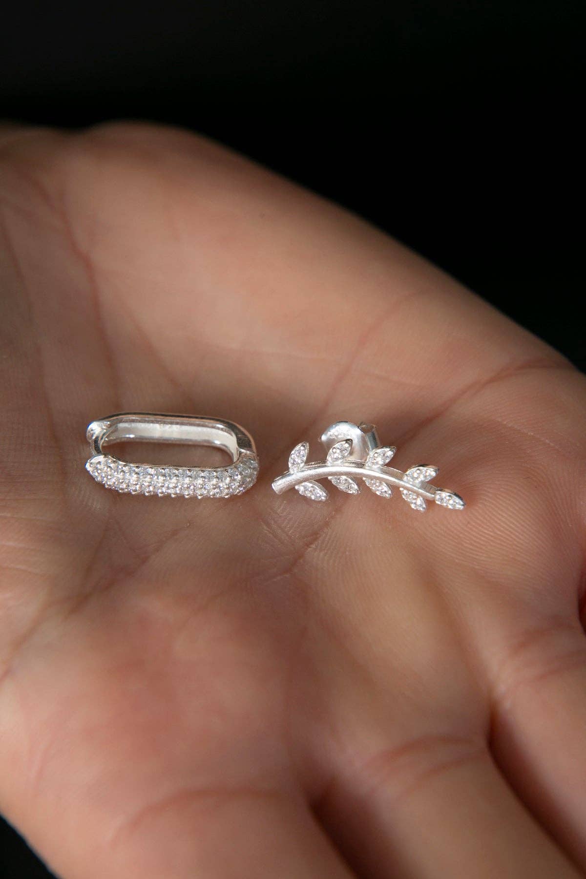 Volenia Silver – Conjunto de joias por atacado – Conjunto de brincos femininos em prata 925 por atacado com design de folha e retângulo1