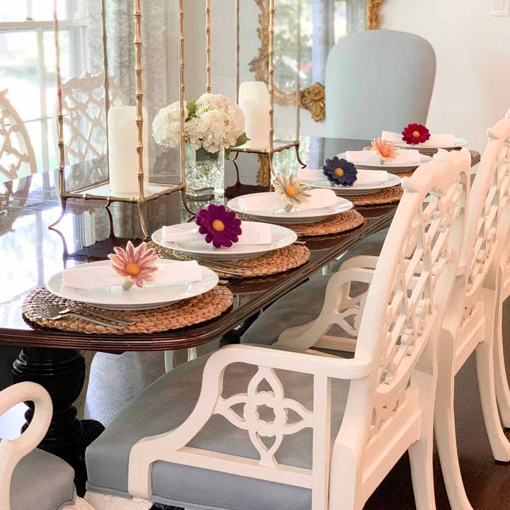 Global Crafts - Venta al por mayor Servilletero de anillo - Juego de 6 servilletas de fieltro Fall Daisy2