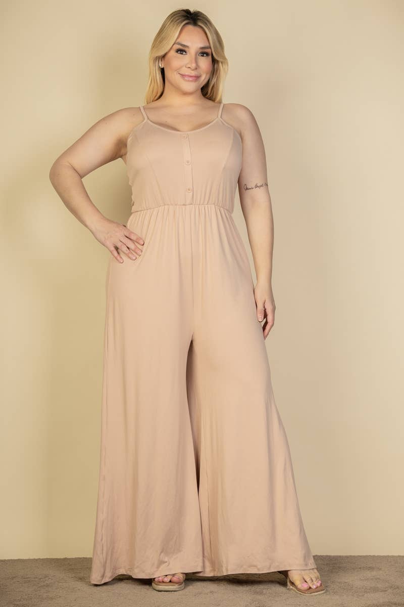 CAPELLA APPAREL - Wholesale Jumpsuit - Dames - Jumpsuit met wijde pijpen en knopen voor dames in grote maten21