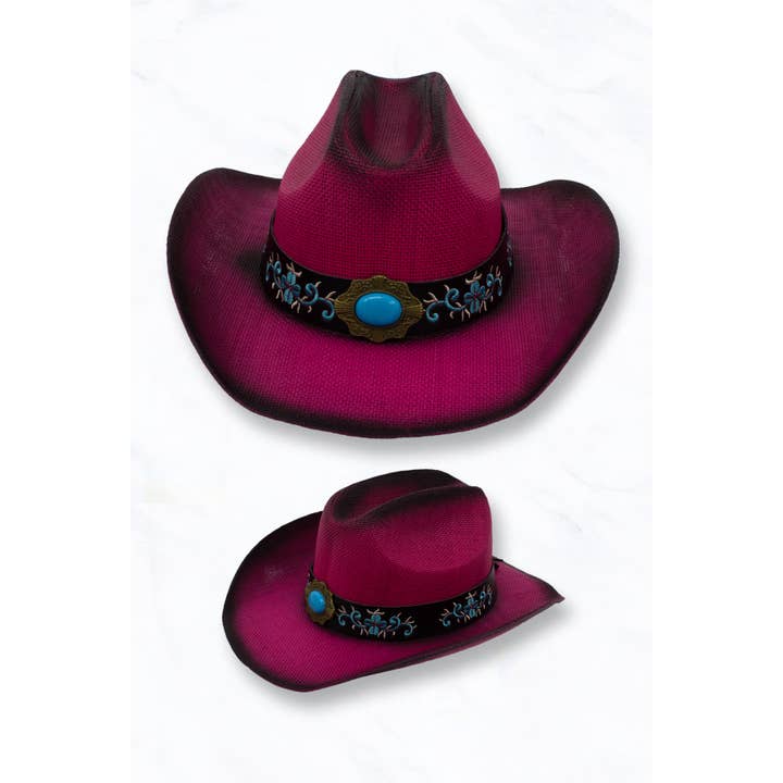 Suzie Q USA - Wholesale Cowboy Hat - Women's - Cowboy Hat with Turquoise Embroidered Concho Belt5