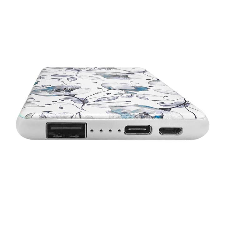 Ellie Rose - Wholesale Portable Charger - Power Bank Charger - Blue Floral3