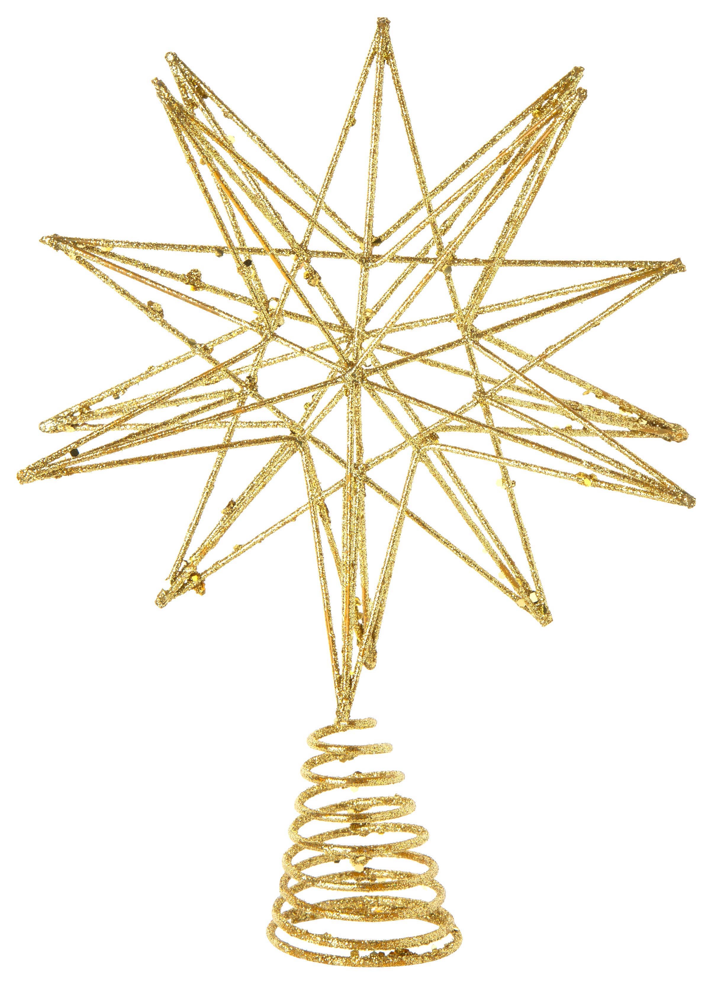 Silver Tree Home & Holiday - Wholesale Tree Topper - A30315: Gld glit metal tree topper 3D star,9 in0