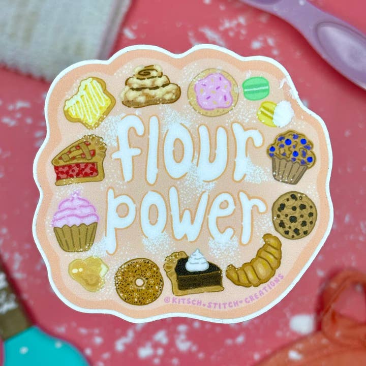 Flour Power Baking Vinyl Sticker for wholesale by Kitsch Stitch Creations
