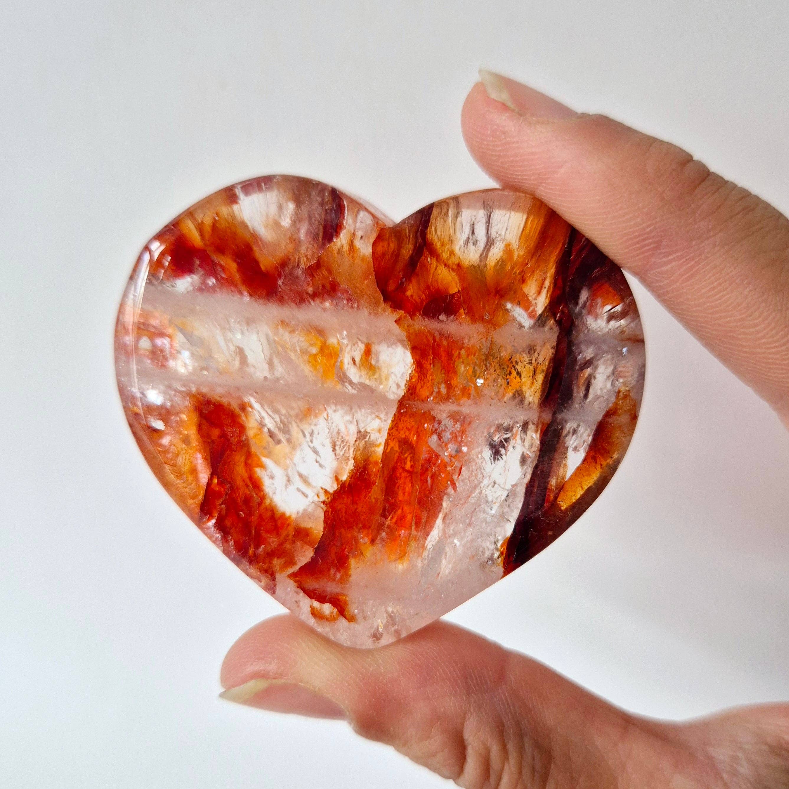 Moonlight Gemstones - Wholesale Spiritual Stone/Crystal - Fire Quartz Gemstone Dish (5-6cm) Heart-Shaped Heart0