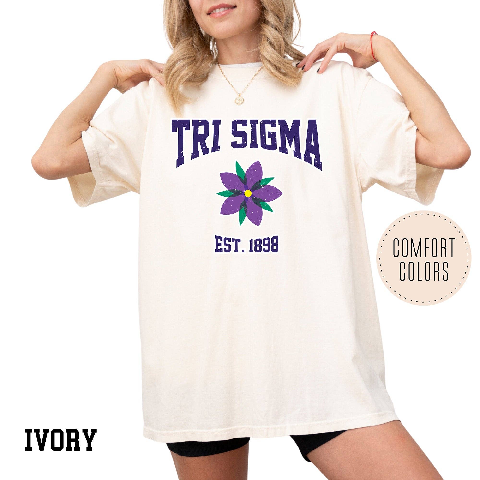 Kite and Crest - Vendita all'ingrosso Maglietta serigrafata - Donna - Maglietta della confraternita Legacy Luxe Comfort Colors23