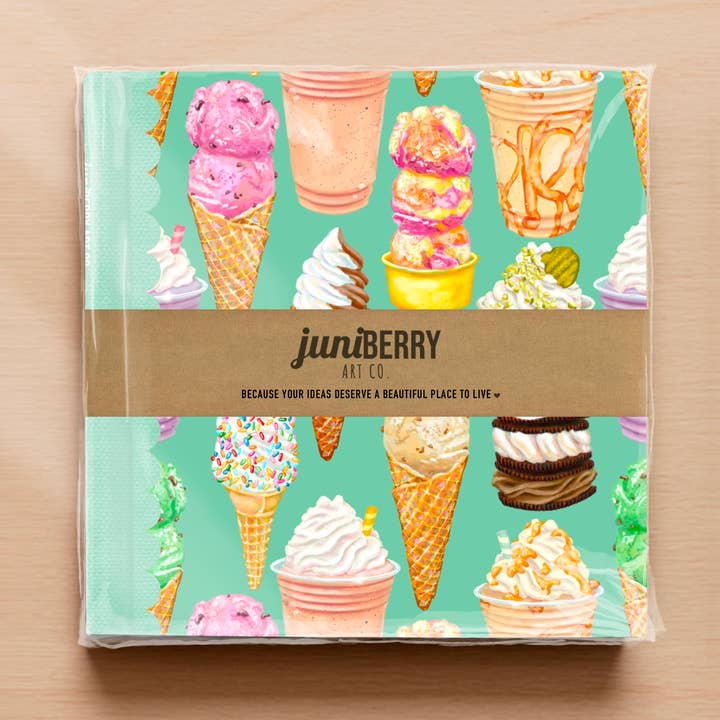 Teal Ice Cream Lovers - sweet treats notebook journal for wholesale by Juniberry Art Co