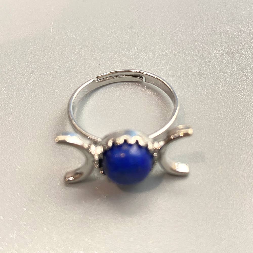 VIE – wholesale Single stone/solitaire ring – Adjustable Triple Moon Ring with 0.5cm Gemstone13