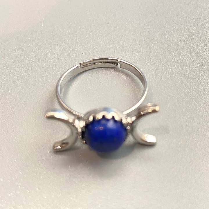 VIE - Wholesale Single stone/solitaire ring - Adjustable Triple Moon Ring with 0.5cm Gemstone13