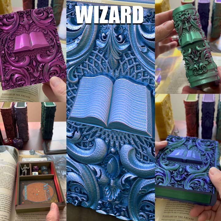 American Carver LLC - Wholesale Dice - Wizard Storage Tome for TTRPG, MTG, Pokemon, D&D Gaming!1