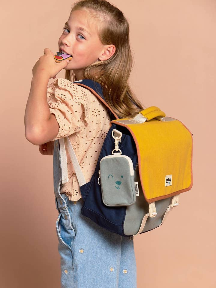 Léo Tricolor Saffron Schoolbag for wholesale by Hindbag