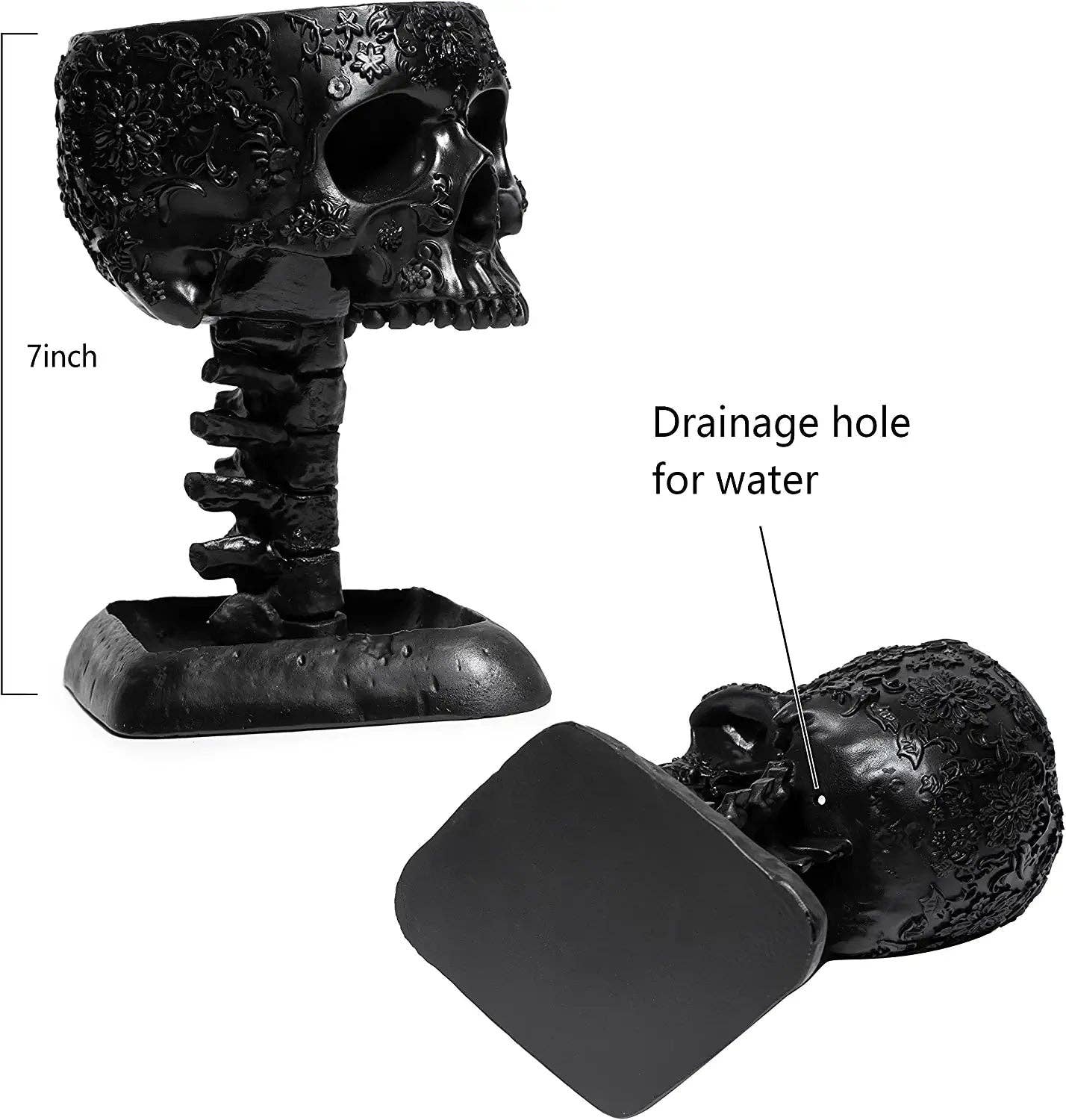 The Wine Savant /  Khen Glassware - Wholesale Decorative Plate/Dish/Bowl - Skull with Backbone Planter Pot Bowl1