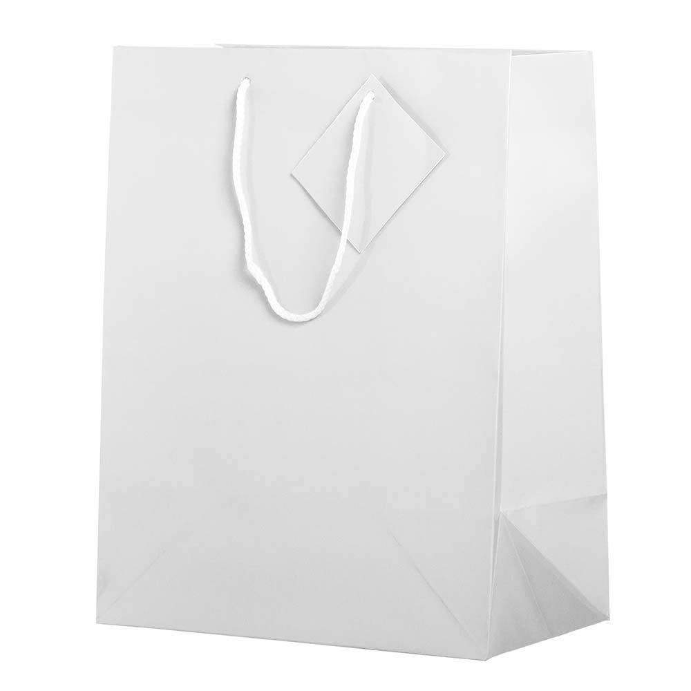 JAM PAPER - Wholesale Gift Bag - Glossy Gift Bags w/ Rope Handles, Large, 10x5x13, White, 6PK2