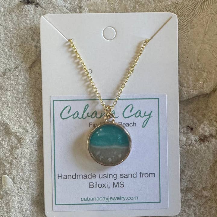 Beach Sand Gold Circle Necklace (choose your beach) for wholesale by Cabana Cay