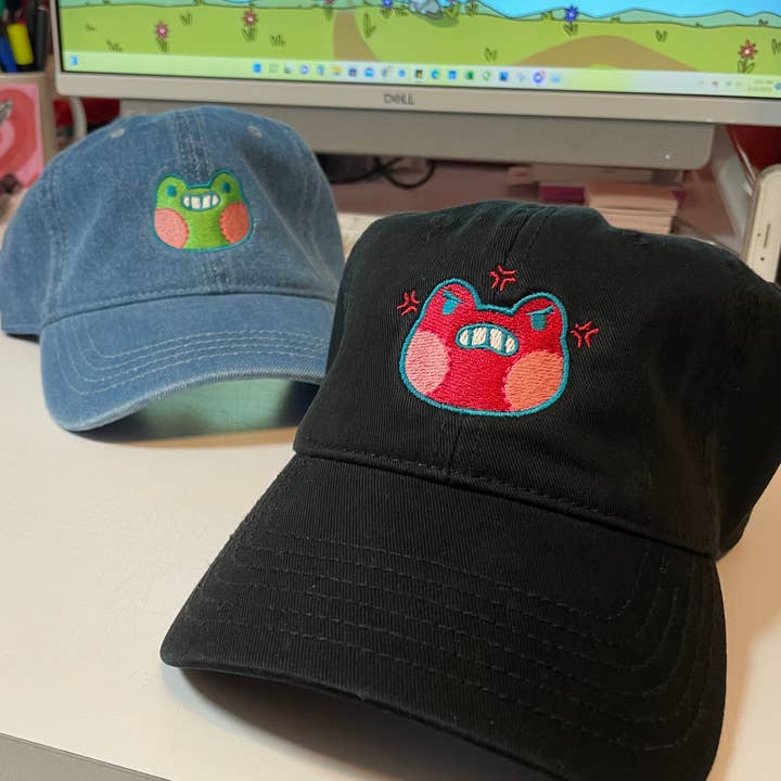 Peachie Patches - Wholesale Baseball Cap - Unisex - FROG EMOJI DAD HAT9