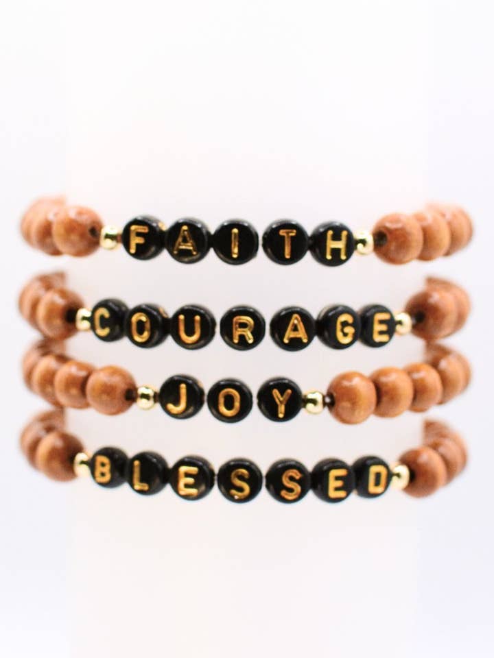 Inspirational Bracelet - Courage, Blessed, Faith, Joy, gift for wholesale by Two and Crew - Faith Based Jewelry & Gifts