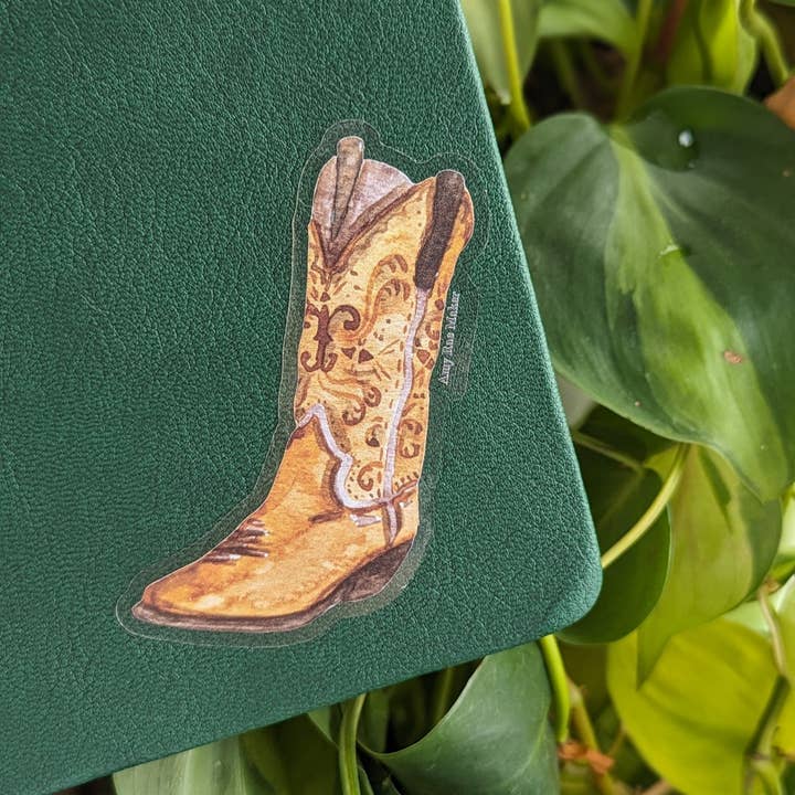 Cowboy boot sticker for wholesale by Amy Rae Maker