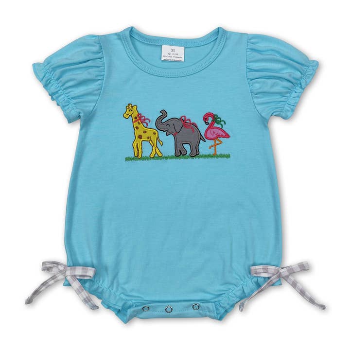 Short sleeves giraffe elephant flamingo baby girl romper for wholesale by Yawoo Garments