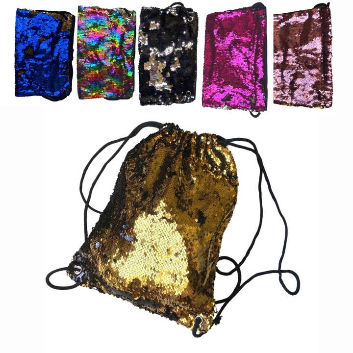 Sequin Drawstring Bag, String Backpack, Sack Pack for wholesale by ZKY Wholesale