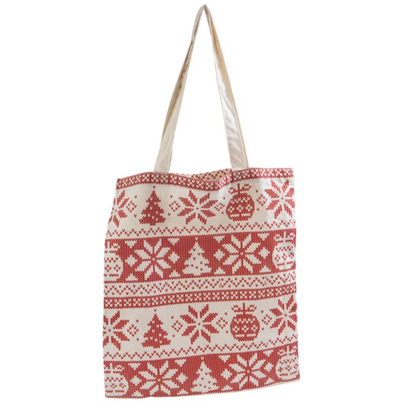 rosso/bianco Borsa in Cotone Lavorato a Maglia 38x42cm in vendita all'ingrosso su Faire1