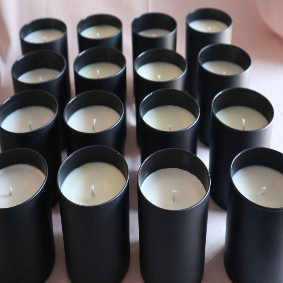 Matte Black Colored Candle Jar - 14.5 oz with Bamboo Lid | 12 Pack