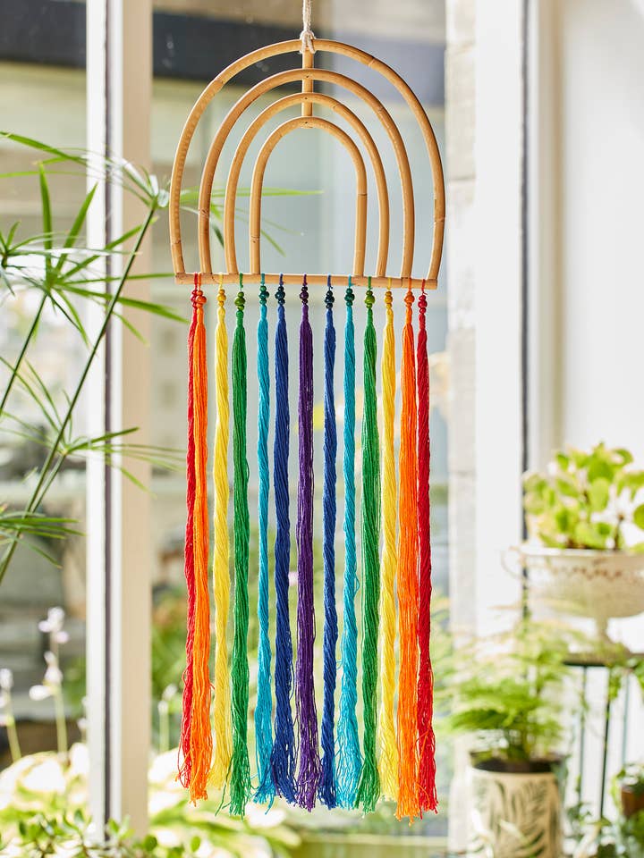 Rainbow Natural Rattan Hanging Decoration for wholesale by Namaste