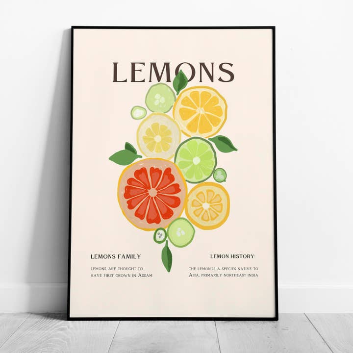 Citrus Lemon Botanical History Kitchen - Rolled Poster Wall Art Print for wholesale by House Prints
