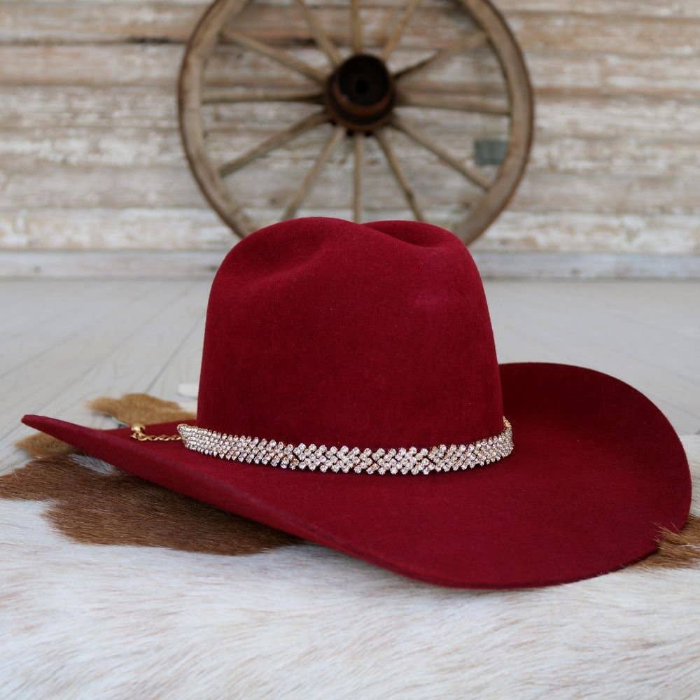 Willow Lane Hat Co. - Vente Accessoire pour chapeau – femme - Bandeau de chapeau en strass doré - Le Loretta1