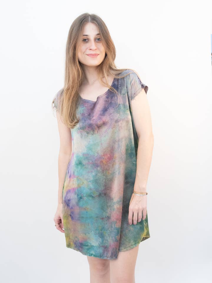 Ice Dyed Spine Dress- Gemstone for wholesale by Blank Canvas