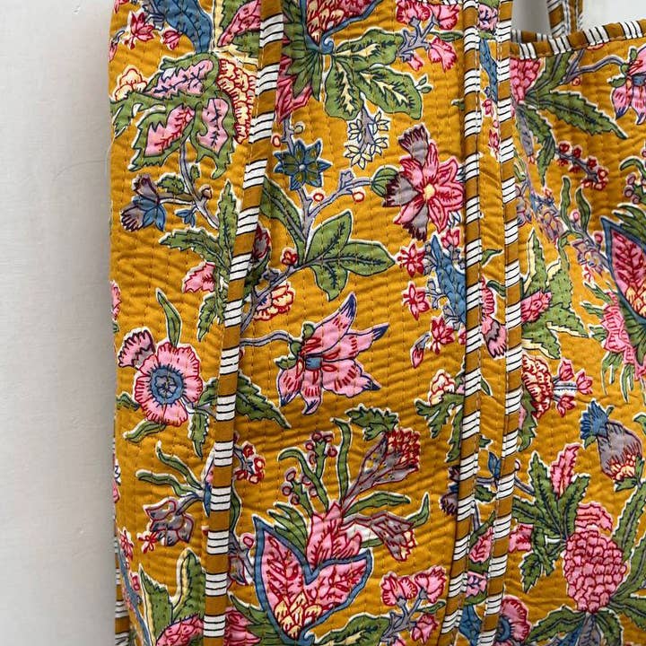 bhavnas boutique - Wholesale Grocery/Shopping Bag - Indian Cotton Quilted Jhola Bag Floral Printed Shopping Bags