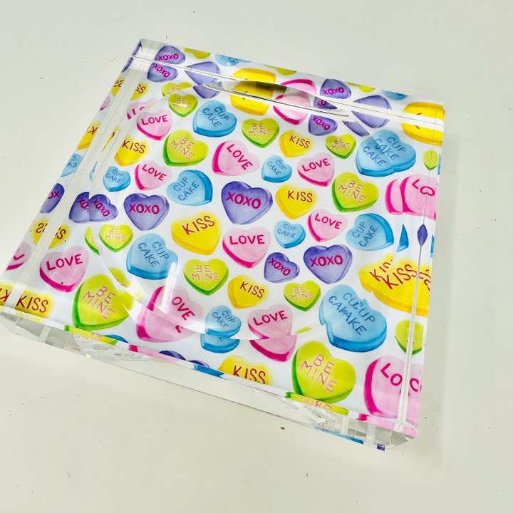 Resinate By KS / by KRISTIN SMITH - Wholesale Decorative Plate/Dish/Bowl - Love Hearts Acrylic Block Candy Dish