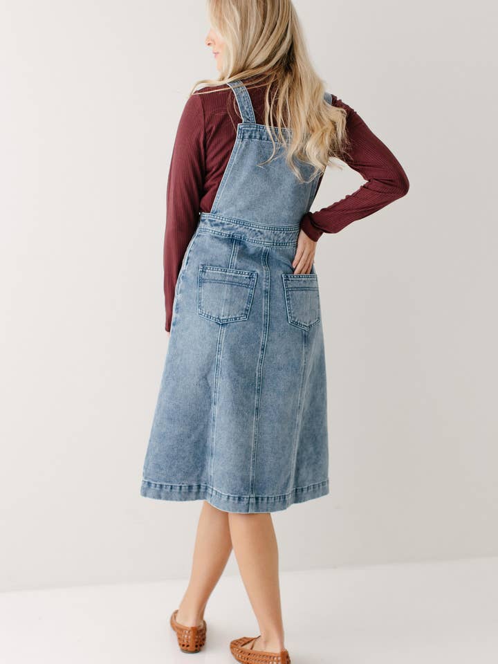 Vintage Wash 'Bailey' Denim Overall Dress for wholesale on Faire8