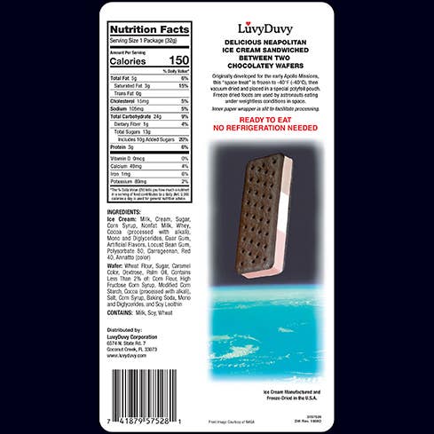 TEDCO Toys - Wholesale Ice Cream/Sorbet - LuvyDuvy Freeze Dried Neapolitan Ice Cream Sandwich