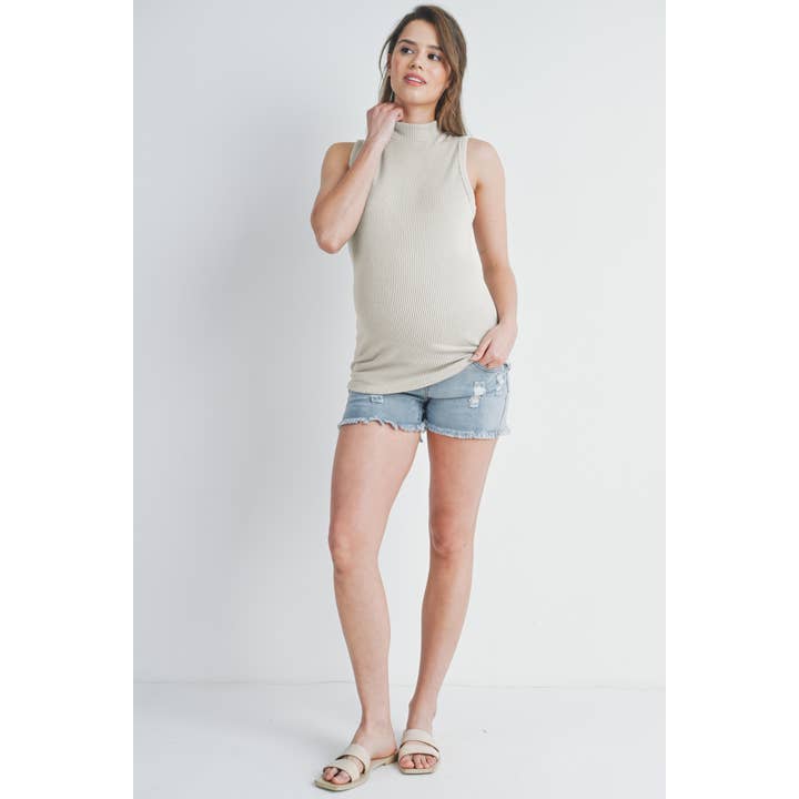 Canotta premaman a costine con collo a lupetto per la vendita all'ingrosso da parte di Hello Miz