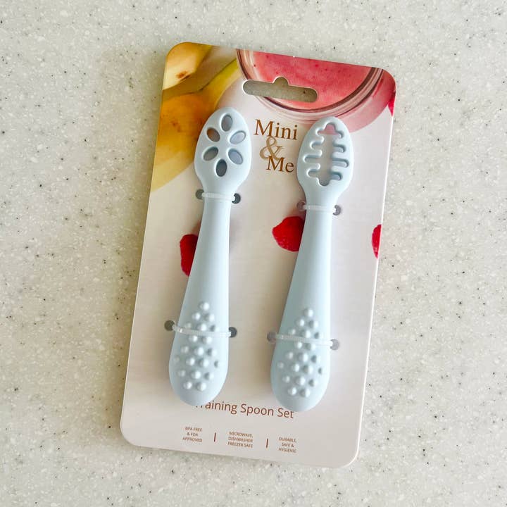 Cuddle Bug & Co - Wholesale Feeding set – Baby - Mini & Me Training Spoon Set Ice Blue0