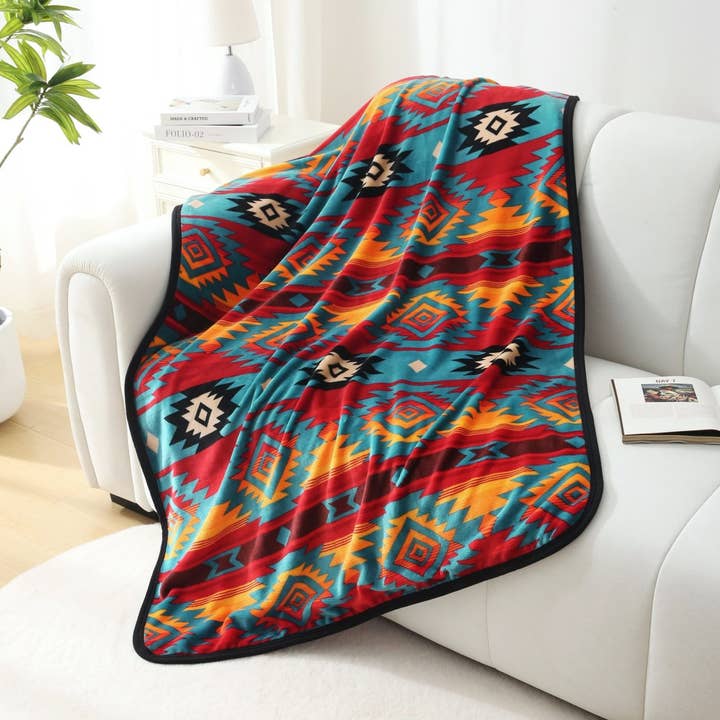 Nativo - Wholesale Throw Blanket - KPDK-05TURQ - 100% Polyester 40x60 Inch0
