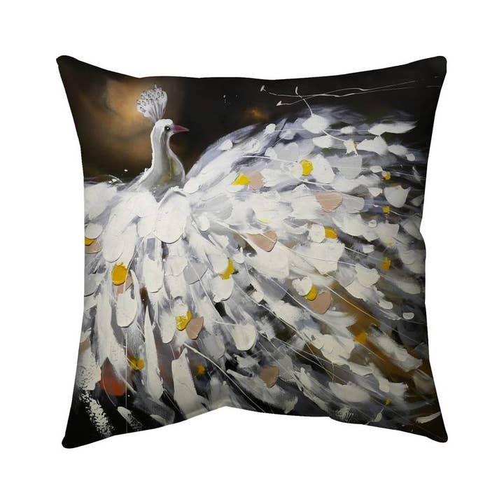 Abstracte Pauw Bruine Vogel Kussen | Eigentijdse Woondecoratie voor wholesale door BEGIN HOME DECOR