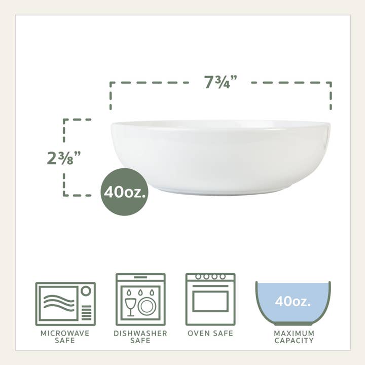 Everyday White Pasta Bowls 5PC Set Brown Bx Pkg for wholesale on Faire
