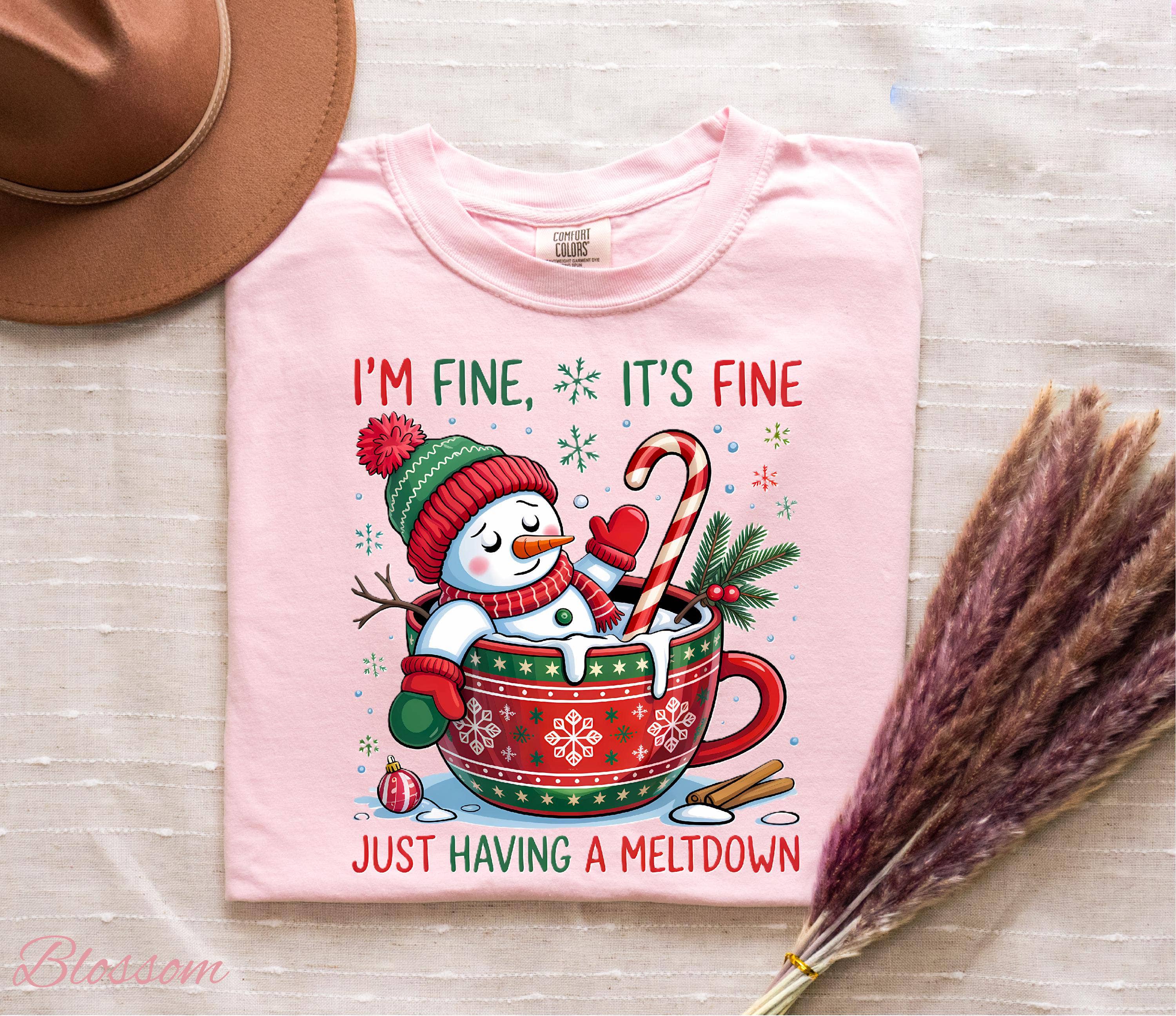 Glaime - Wholesale T-Shirt (Graphic) - Women's - Comfort Colors I'm Fine It's Fine Just Having A Meltdown Tee1