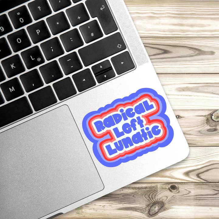 Atomic Cactus Stickers - Wholesale Sticker - Radical Left Lunatic Sticker | 2 Sizes Vinyl Sticker | Hand-Drawn | Red White & Blue | Ironic Political Humor | Progressive Sticker2