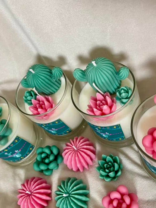 Succulent candles, soy wax candles in a 12 oz. jar for wholesale by Erin’s Essentials