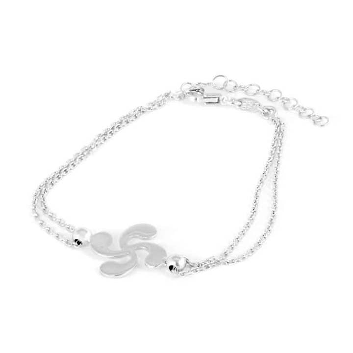 Doppelkettenarmband Lauburu Rhodiniertes Silber 925 für den Großhandel von TALISMAN JEWELLERY (D&Fidanverdi, S.L.)