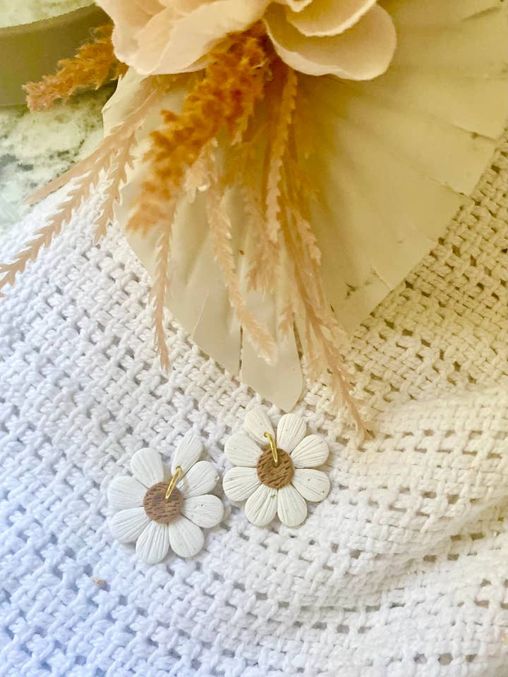 cute dangle daisy earrings for wholesale by Terra Made