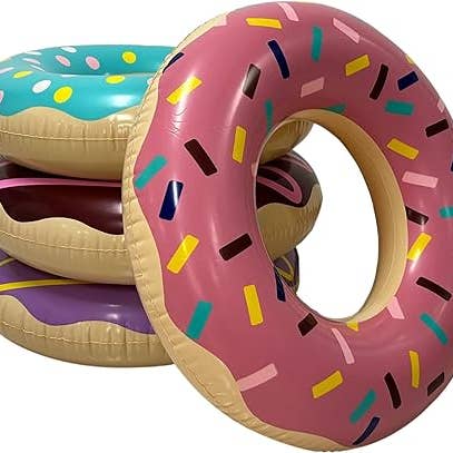 4E's Novelty - Wholesale Inflatables - Donut Pool Floats Kids & Adults 30" (4 Pack) Floaties for Swimming Pool, Donut Inflatables for Party Decorations & Props by 4E's Novelty