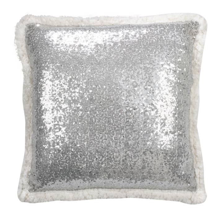 Saro Lifestyle - Wholesale Throw/Decorative Pillow - Sequin + Sherpa Pillow - Poly Filled