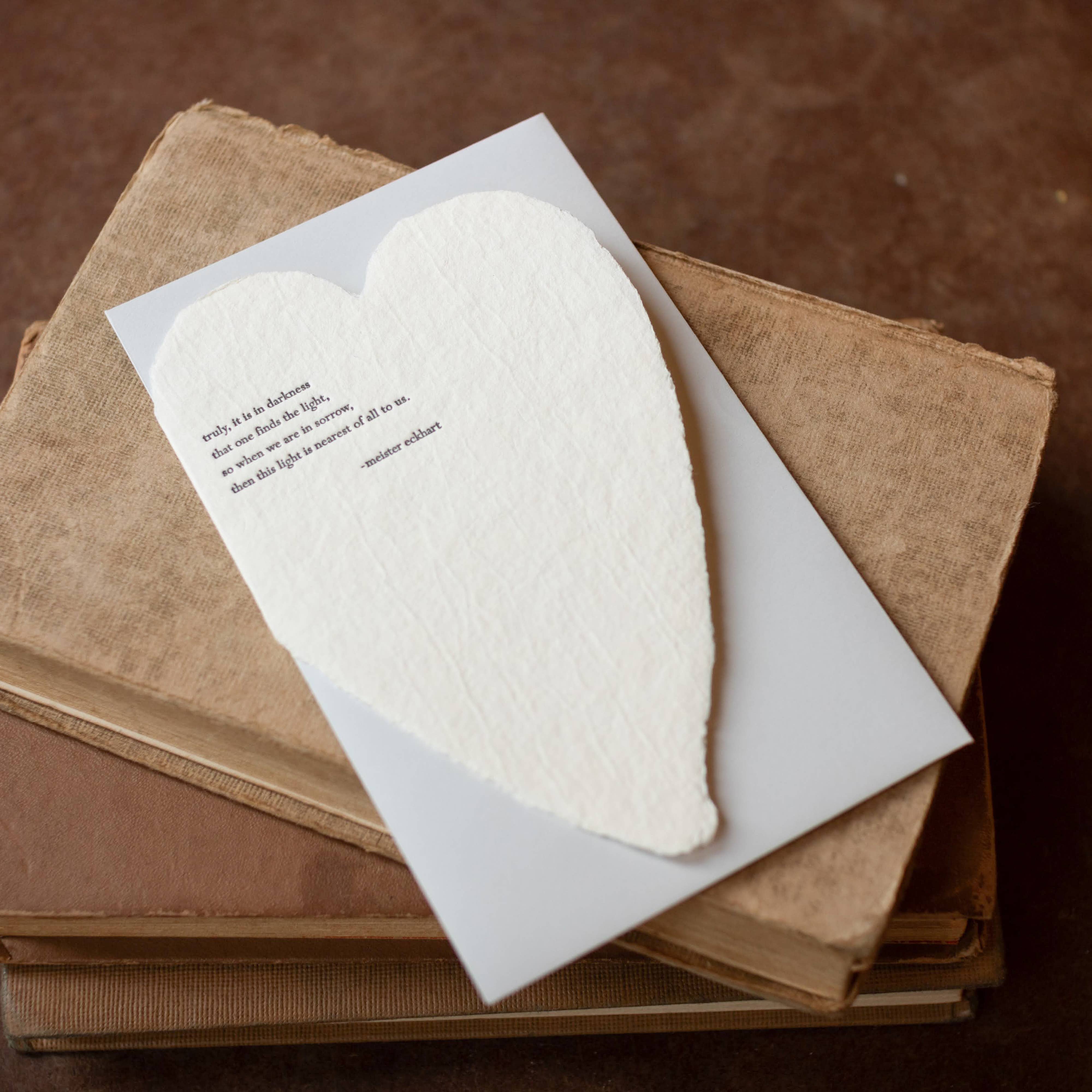Oblation Papers & Press - Wholesale Love Card - Eckhart Quote Deckled Heart Handmade Paper Letterpress Card1
