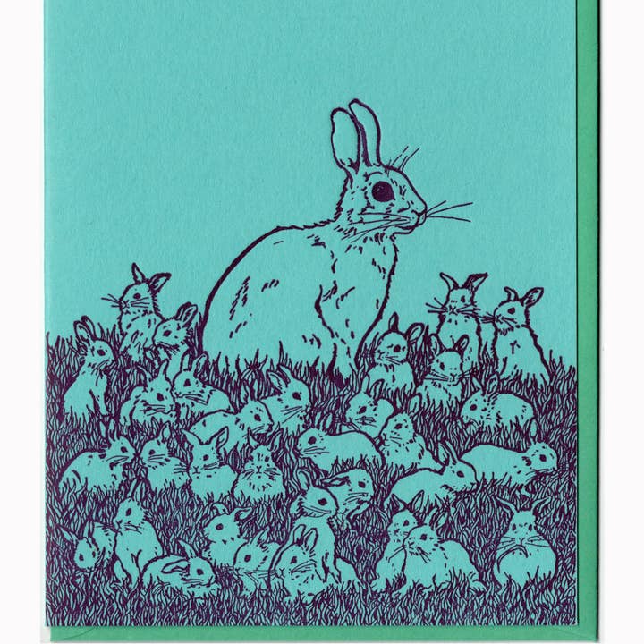 Dandy Lion Press - Wholesale Easter Card - Spring Bunnies Letterpress Card1