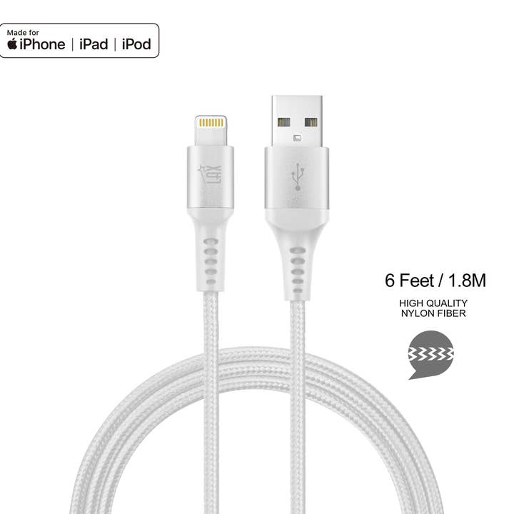 MFi-gecertificeerde iPhone naar USB zilveren kabel - 6ft - Retailverpakking voor wholesale door LAX Gadgets