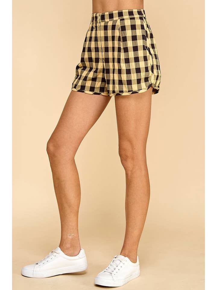 TCEC - Wholesale Shorts - Women's - CP10099-Gingham Shorts With Pockets2