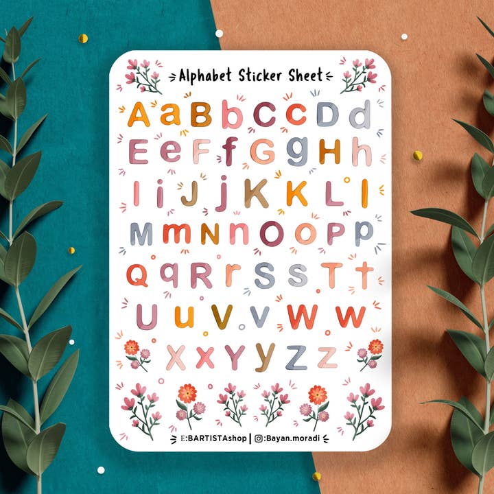 Alphabet sticker sheet, bullet journal stickers, planner for wholesale by Bartista